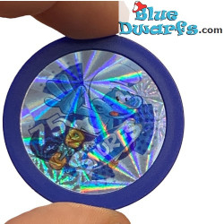 Purple Smurf coin / token / Flippo with silver skater Smurf - 4 cm