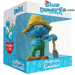 Puffo contadino con la pala  - Blue Resin 2023 - resina - figurina / Statuea puffi - 11 cm