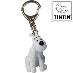Dog Snowy sitting - Tintin Keyring - 3 cm