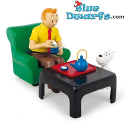Tintin beve tè - Statua in resina - La Collezione di Tintin - 18cm