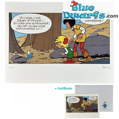 Johan y Pirluit amigos de los pitufos - Los pitufos  - Offset print -  (+/- 40x30 cm)