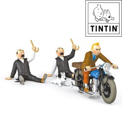 Tintin on the FN M90 Motorcycle 500 CC - Tintin Car Collection - Chase by Thomson and Thompson - No. 70 - 1/24 - 8cm