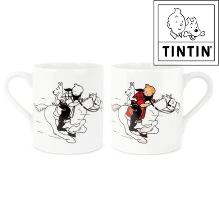Tintín con Milú en el caballo - Taza Tintin -  Tintín en América - 250 ML