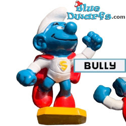 20119: Pitufo superman - sobre base amarilla - mangas largas blancas - Bully - 6cm