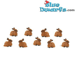 Minis Lapins - marron - Mini figurines porte-bonheur - 10 pieces - Safari - 2 cm