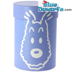 Peluche de Milú - Merchandising de Tintín - Caja expositora azul - Tintinimaginatio - 20 cm