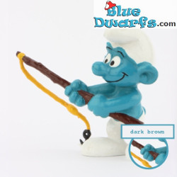 20101: Puffo pescatore con canna da pesca marrone scuro – Bully o Schleich – 5,5 cm