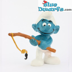 20101: Smurf Fisherman with light brown fishing rod – Bully or Schleich – 5.5 cm