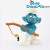 20101: Pêcheur Schtroumpf avec canne à pêche brun clair – Bully ou Schleich – 5,5 cm