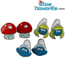 Orecchini Puffi - 3 pezzi con Puffetta, casa dei Puffi e Puffo normale - metallo - 2 cm