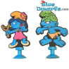 Figuras de Pitufo Salvaje y Pitufina Tormenta con ventosa - Goma flexible - 5cm