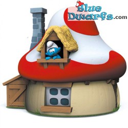 Smurf House - Piggy Bank - Smurf looking out the window - Plastoy