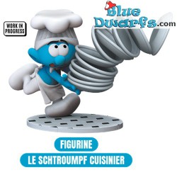 Greedy Smurf Running with a Stack of Plates - Resin Figure - Plastoy - 20 cm