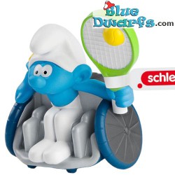 Ijdele smurf in rolstoel die tennis speelt - McDonald's Happy Meal - Schleich - 2024 - 5,5 cm