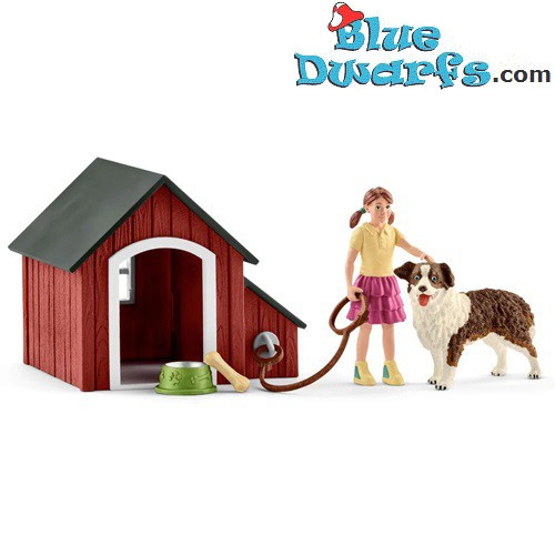 Pastore Australiano con ragazza e cuccia per cani - Animali Schleich - 42376