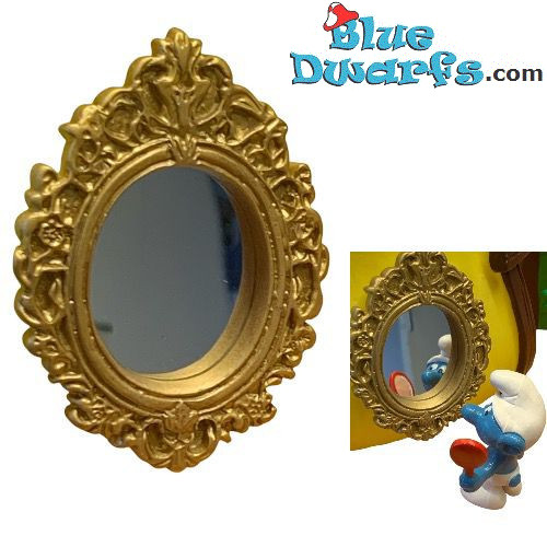 Espejo Dorado - Producto de decoración de Los Pitufos - No incluye Pitufo - 7x5cm