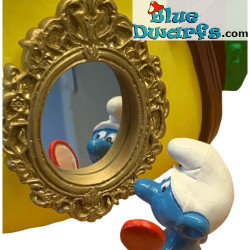 Specchio Dorato - Prodotto di Decorazione dei Puffi - Puffo Non Incluso - 7x5cm
