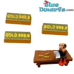 3 lingotti d'oro - Prodotto di Decorazione dei Puffi - Puffo Non Incluso - 1,5x0,5 cm