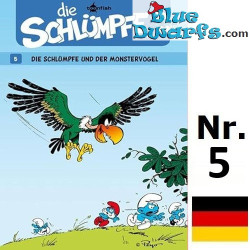 Smurfen stripboek - Die Schlümpfe 05 - Die Schlümpfe und der Monstervogel - Hardcover Duits