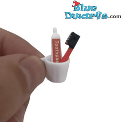 Dentifricio e Spazzolino in Miniatura - Prodotto Decorativo dei Puffi - Puffo Non Incluso - 1:12