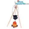 Ensemble Feu de Camp Hivernal à Échelle - Produit de Décoration Schtroumpfs - Schtroumpf Non Inclus - 1:12
