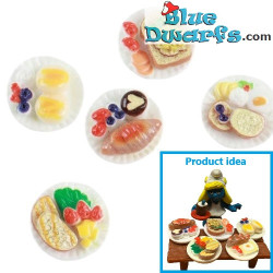 5 x Breakfast Plate - Smurfs Decoration Product - Smurf Not Included - 2.5cm