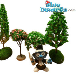 5 x Mixed Model Trees - Smurfs Decoration Product - Smurf Not Included - +/- 2.5cm