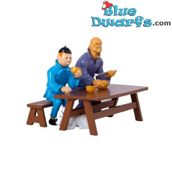 La scena del pranzo - Statua di Tintin - Loto Blu - Tintinimaginatio- 9 cm
