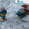 40201: Schtroumpf avec luge (Superschtroumpf) - Luge Jaune Pâle - Schleich - 5,5cm