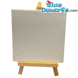 Canvas en ezel - Smurfen decoratieproduct voor schilder smurf - Smurf niet inbegrepen - 10x10cm