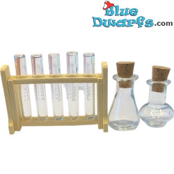 Juego de tubos de ensayo - Producto decorativo de los Pitufos - Pitufo no incluido - 3x4,5cm