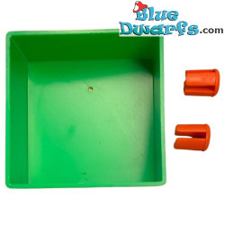 Scaffale Verde con Punte Rosse - Schleich - Articolo Ufficiale dei Puffi - Puffo Non Incluso - 7x7x3 cm