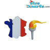Puffo Olimpico con Torcia Accesa - Bandiera francese - Figurina Resina - Zédibulle éditions - 17 cm