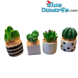 4 x Succulent Plant And Cactus - Smurfs Decoration Product - Smurf Not Included - +/- 3x2 cm