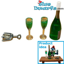 Set Miniature Simulation Bar Kitchen - Smurfs Decoration Product - Smurf Not Included - +/- 2 cm