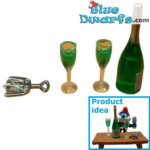 Set Bar de Cuisine en Miniature Simulée - Produit de Décoration Les Schtroumpfs - Schtroumpf Non Inclus - +/- 2 cm