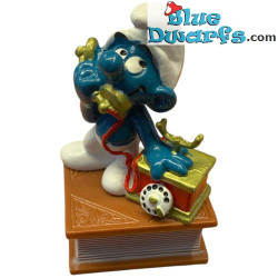 20062: Telephone Smurf - small receiver - Stamp - Schleich - 5,5cm
