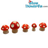 5 x Mini Champignons - Produit Décoratif Schtroumpfs - Schtroumpf Non Inclus - +/- 1x0,5 cm
