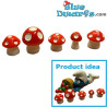 5 x Mini Funghi - Prodotto Decorativo dei Puffi - Puffo Non Incluso - +/- 1x0,5 cm