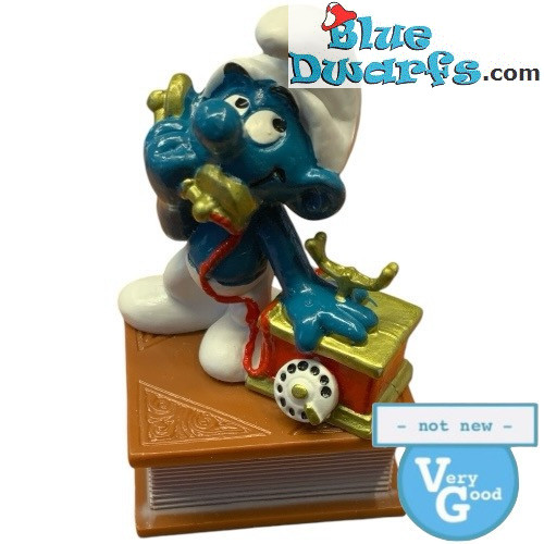 20062: Telefoonsmurf stempel - kleine hoorn - Stempel - Schleich - 5,5cm - VG