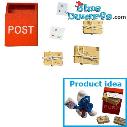 Buzón rojo con paquetes y cartas - Producto de Decoración de Los Pitufos - Pitufo No Incluido