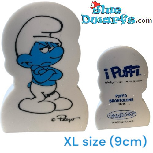 Moppersmurf (Nr. 11/14) - Gummetje / Megagum van de Smurfen - 9 cm - XL size