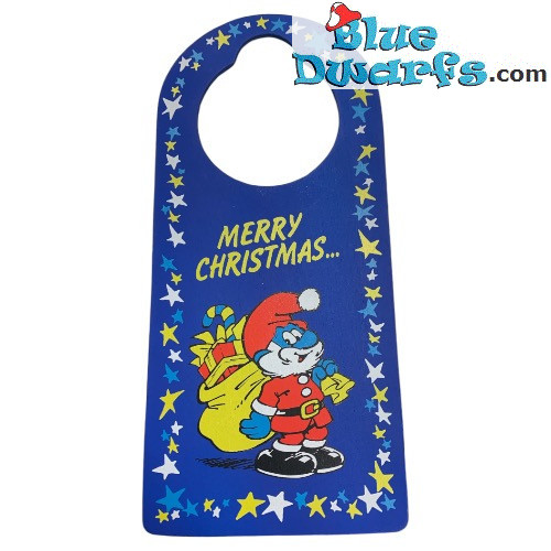 Christmas Doorhanger - The Smurfs - Merry Christmas - Wood