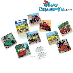 Kuifje onderzetters - auto collectie - 8 stuks - 10x10cm