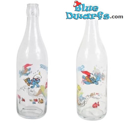 Botella de vidrio / Botella de agua - El mundo submarino con los pitufos - 1 litro