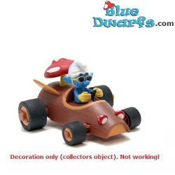 Race auto Smurf - Smurfen voertuig - Rijdende wielen - 14cm