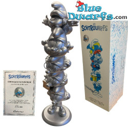 Schlumpf Turm Colonne - Silber - Schlümpfe XXL - Kunstharzfigur - Plastoy - 37cm
