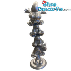 Colonne de Schtroumpfs XXL - Argent - Résine Figurine - Plastoy - 37cm