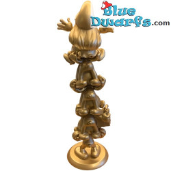Colonne de Schtroumpfs XXL - Couleur or - Résine Figurine - Plastoy - 37cm