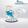 Smulsmurf met stapel borden rennend - kunstharsfiguur - Plastoy - 20 cm